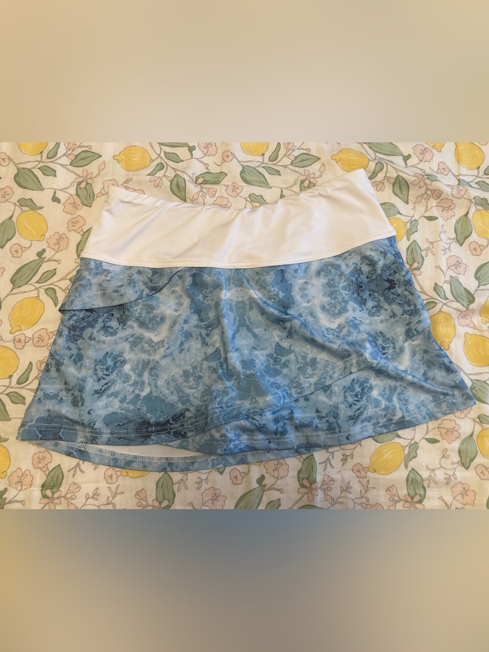 Fila Woman M White & Blue Wave-Print Skort